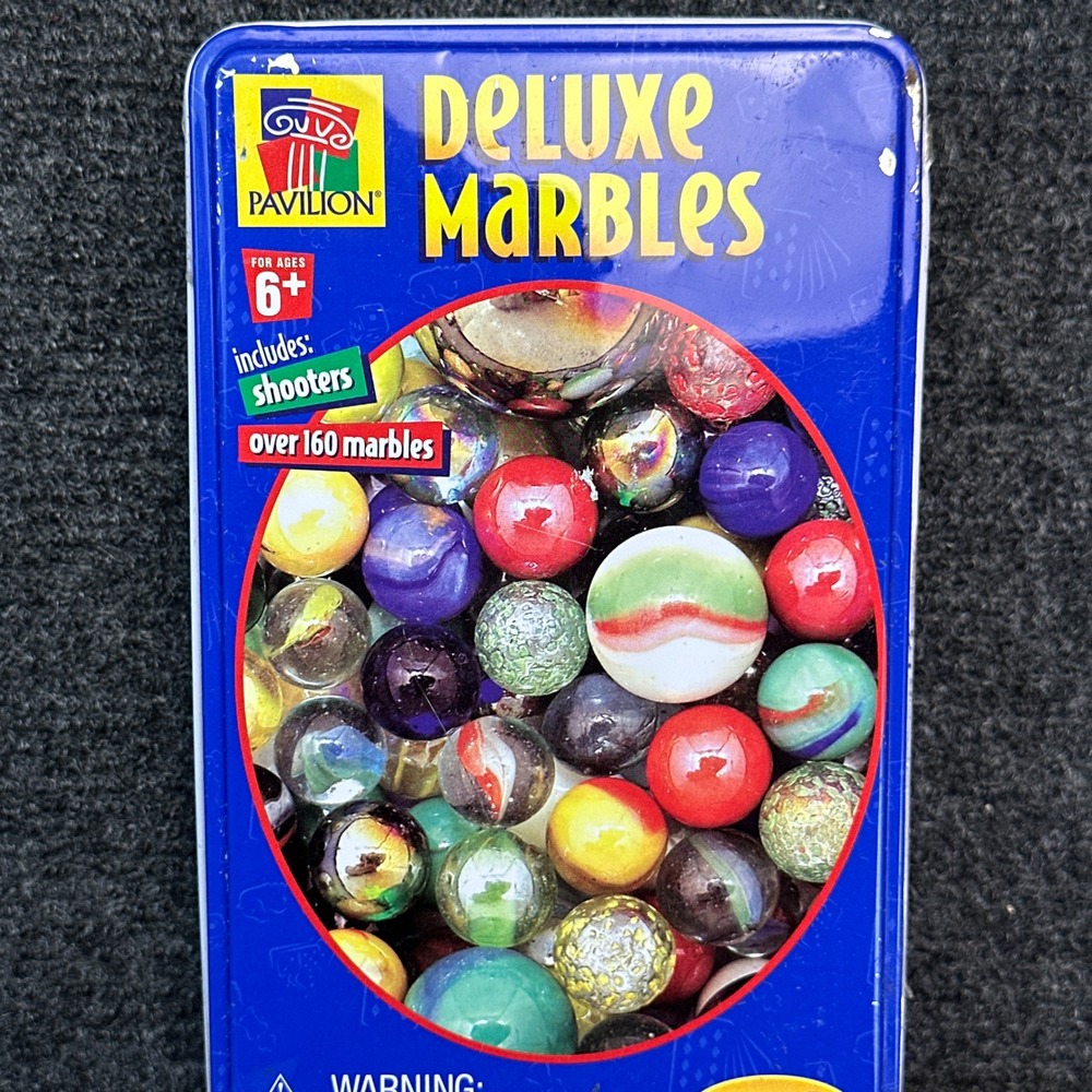 Pavilion Deluxe Marbles Set 160+ Glass Marbles & Shooters in Collector Tin 162